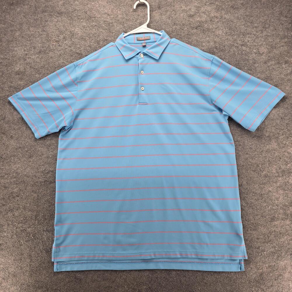 Peter Millar Polo Shirt Mens Large Blue Stripe Summer Comfort Golf Performance